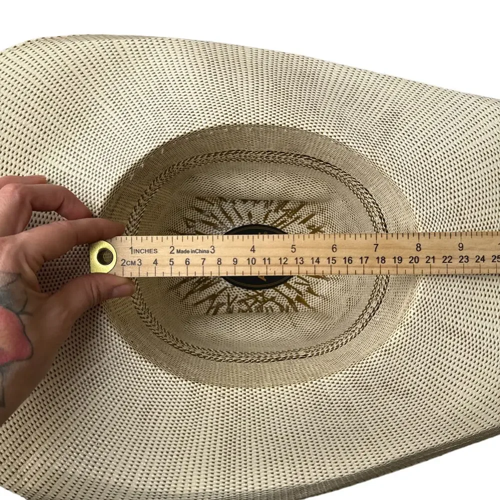 ARIAT Bangora Straw Cowboy Hat Men's Beige Western Ventilated Crown Rodeo 5430‎